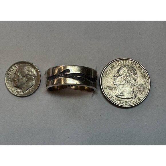 Vintage Estate Men’s Sterling Silver 925 Wave Design Band Ring Size 11.5 8.3g - Picture 6 of 8